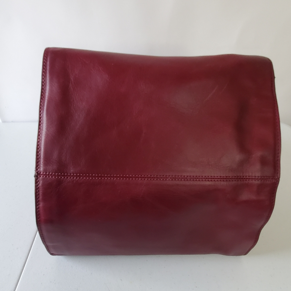 Zara Burgundy Leather Tote Bag - Picture 5 of 13